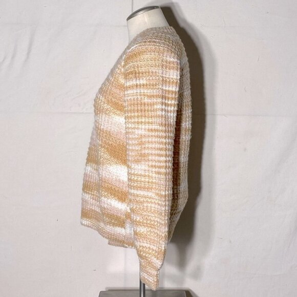 Handmade Tan Pink White Knit Crew Neck Sweater S - Picture 3 of 11